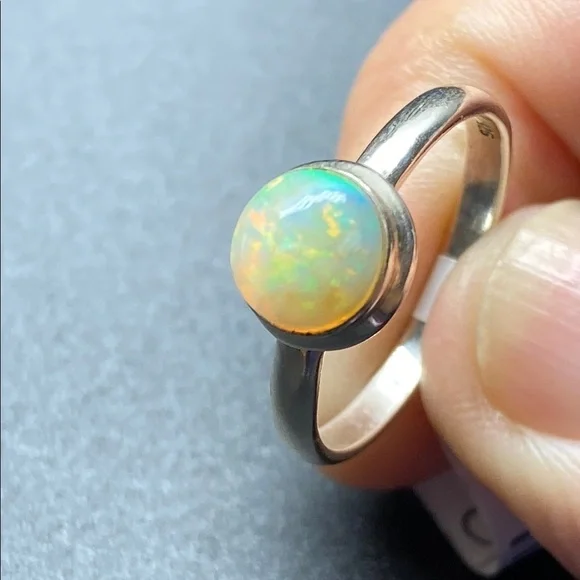 Ethiopian Opal Ring Size 10 in Solid Sterling Silver 925 - Picture 9 of 9